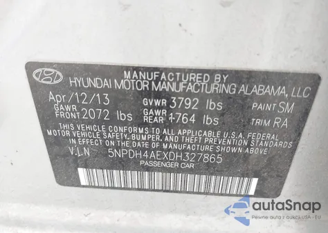 2013 Hyundai Elantra Gls из США, поврежденный, VIN 5NPDH4AEXDH327865